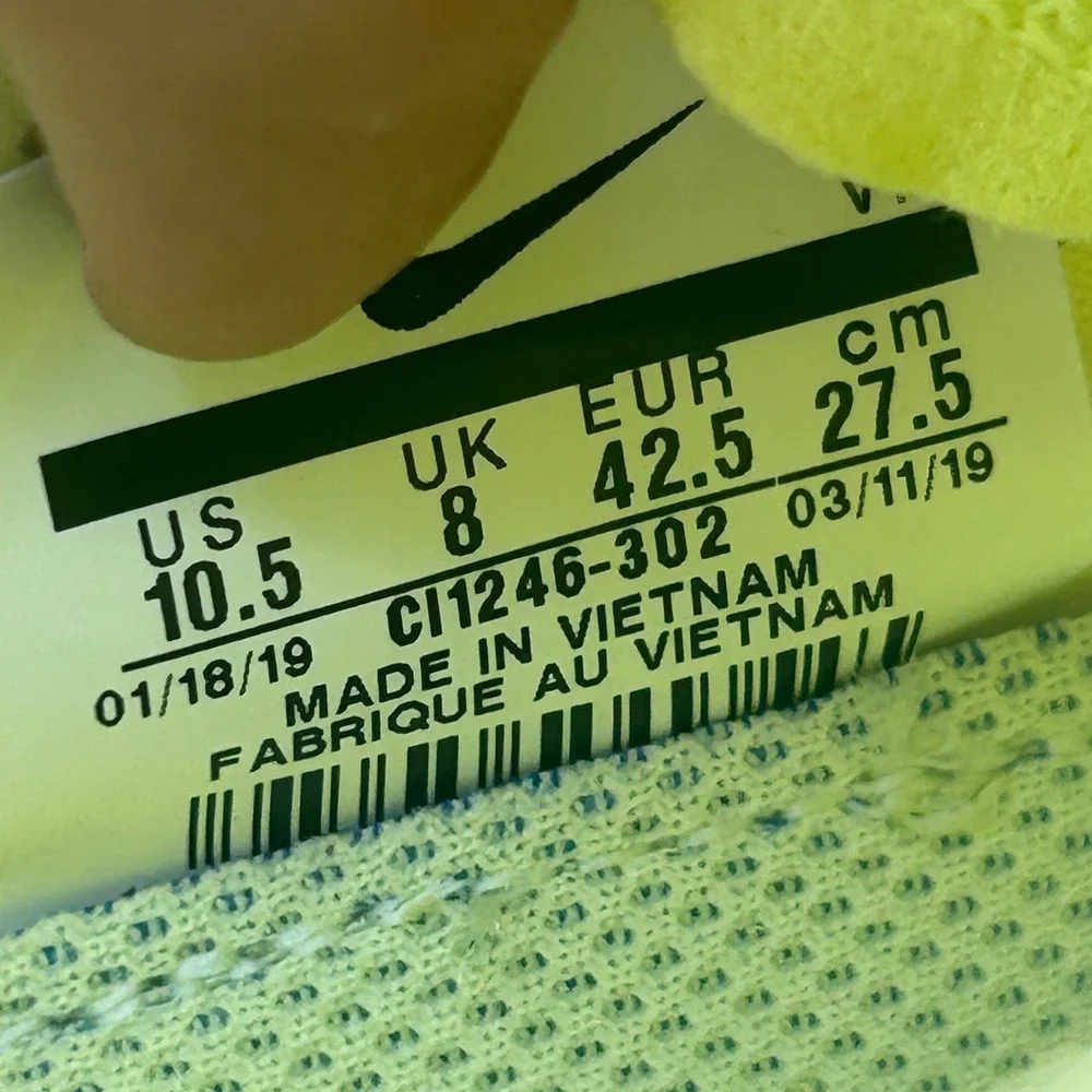 Nike Air VaporMax 2019 Barely Volt Womens Running Shoes CI1246-302 Size 10.5